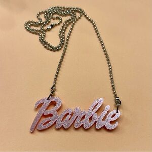 Barbie Pendant Pink Sparkle Name Long Necklace